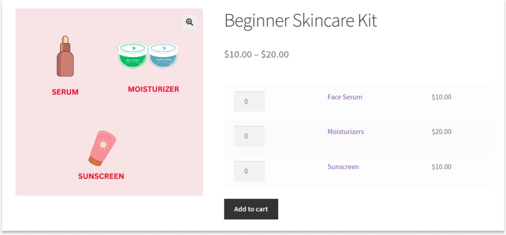 Showing existing products in bundles in store page