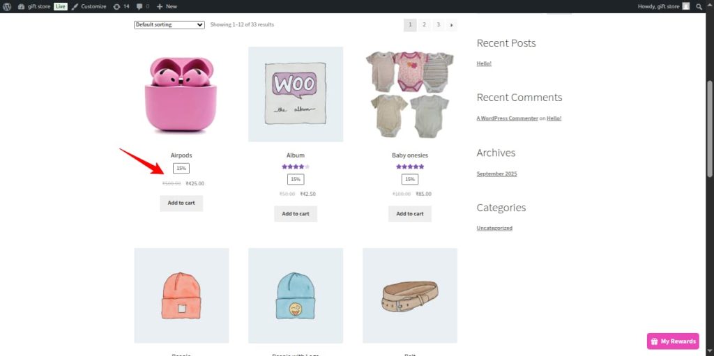 Discount Applied to the Product