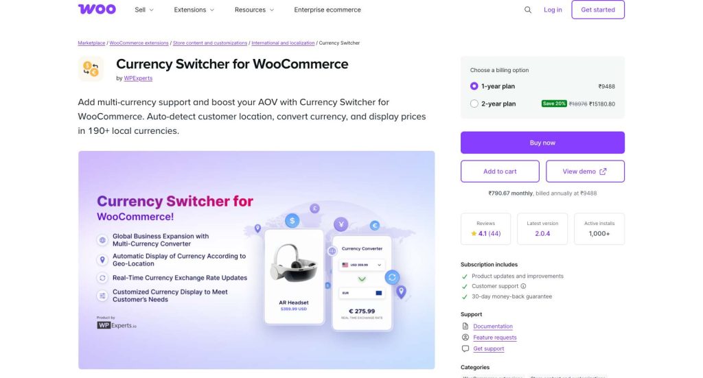 WPExperts - Currency Switcher for WooCommerce