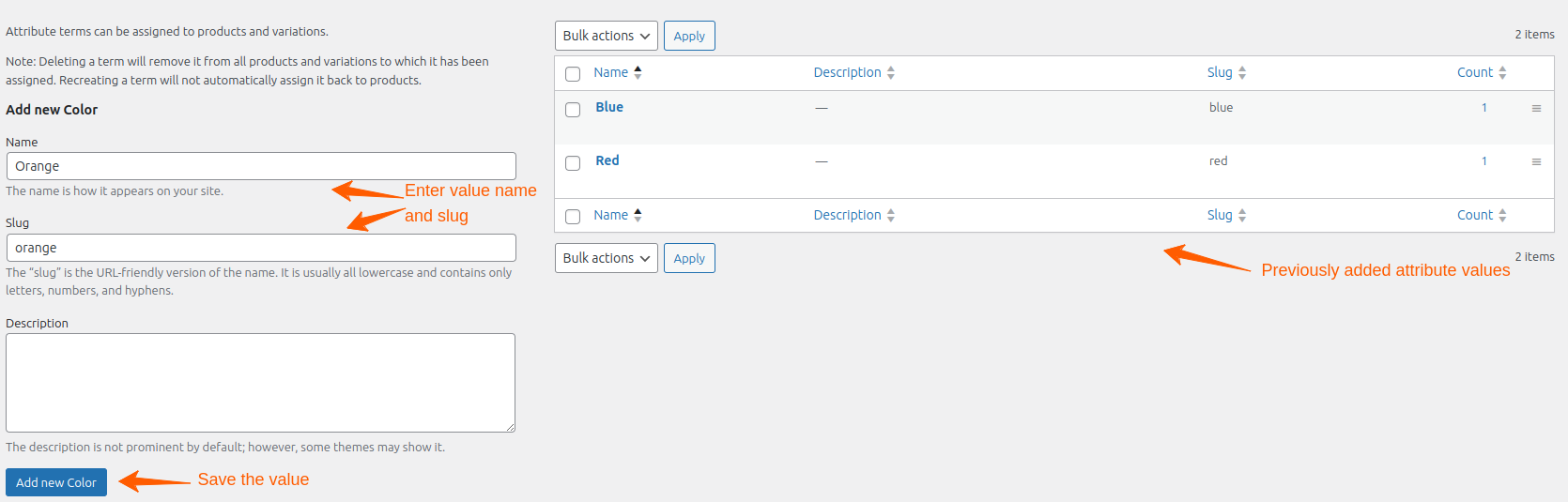 Adding attribute variations