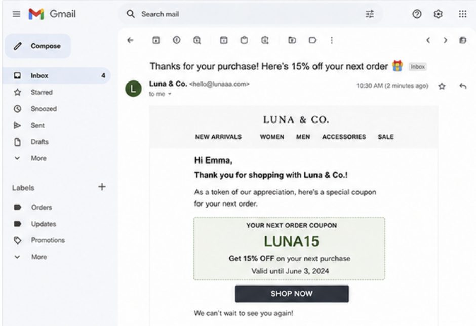 Demo of Sending Next-Order Coupon via Email Using Retainful