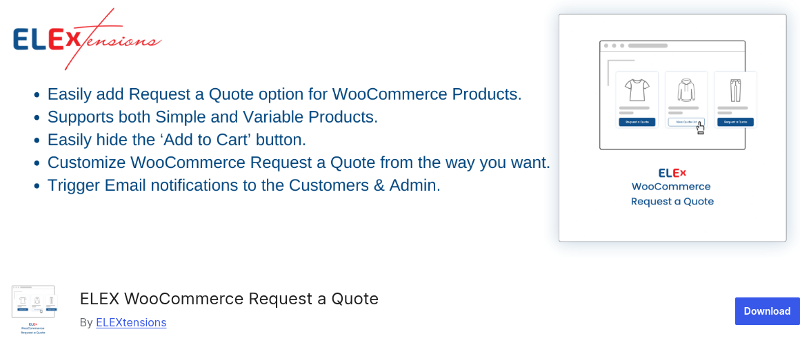 ELEX WooCommerce Request a Quote plugin