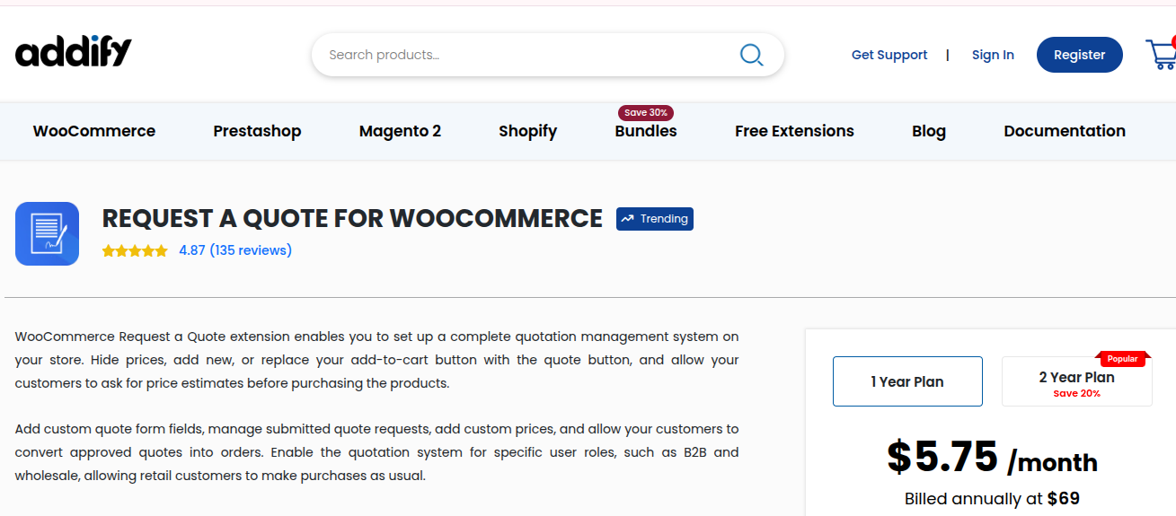 Request a Quote for WooCommerce by Addify